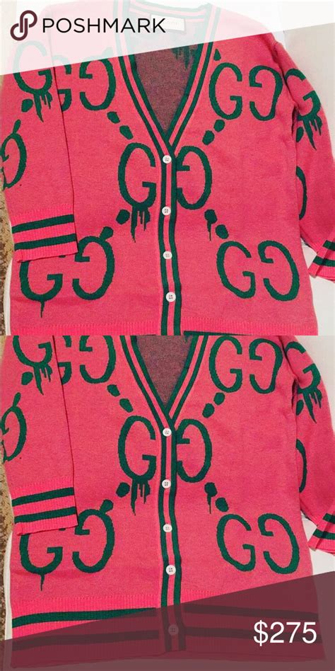 gucci sweater green red|Gucci pink and green cardigan.